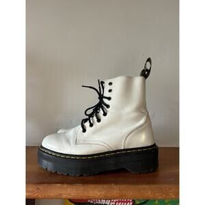 Dr. Martens Jadon Platform Boots Womens Size 9 White Leather Chunky Lace Up